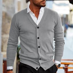 2026Men's V-neck Casual Cardigan, Simple Warm Slim Fit Knitted Sweater, Suitable for Spring and Autumn Seasons