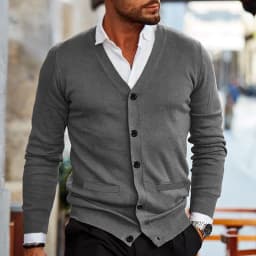 2026Men's V-neck Casual Cardigan, Simple Warm Slim Fit Knitted Sweater, Suitable for Spring and Autumn Seasons