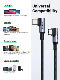 UGREEN PD 100W USB C to USB C Charging Cable for Samsung S10 S20 MacBook Pro iPad 2020 Quick Charger 4.0 PD Fast Charging Cord