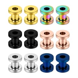 2PCS Multi Color Steel Screw Fit Tunnel Ear Plug Stretcher Gauge 3-25mm Ear Lobe Tunnel Expander