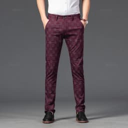 2024 New Men's Casual Plaid Pants Business Casual Slim Fit Black Blue Red Khaki Classic Style Trousers Male Brand Luxury Clothes