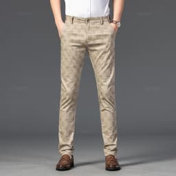 2024 New Men's Casual Plaid Pants Business Casual Slim Fit Black Blue Red Khaki Classic Style Trousers Male Brand Luxury Clothes