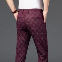 2024 New Men's Casual Plaid Pants Business Casual Slim Fit Black Blue Red Khaki Classic Style Trousers Male Brand Luxury Clothes