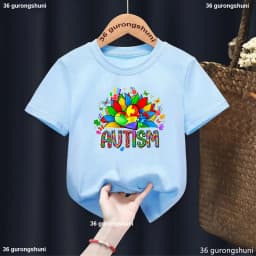 Autism Boys T Shirt Short Sleeves Tops Girls Baby Children Clothing Summer Tshirt Car Printing Autism Kids Tee Toddler Clothes