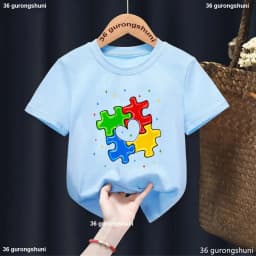 Autism Boys T Shirt Short Sleeves Tops Girls Baby Children Clothing Summer Tshirt Car Printing Autism Kids Tee Toddler Clothes