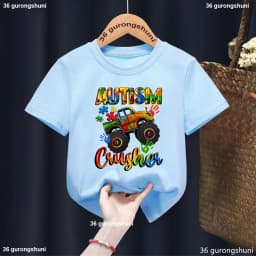 Autism Boys T Shirt Short Sleeves Tops Girls Baby Children Clothing Summer Tshirt Car Printing Autism Kids Tee Toddler Clothes