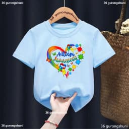 Autism Boys T Shirt Short Sleeves Tops Girls Baby Children Clothing Summer Tshirt Car Printing Autism Kids Tee Toddler Clothes