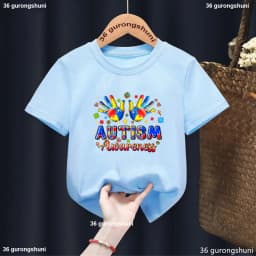 Autism Boys T Shirt Short Sleeves Tops Girls Baby Children Clothing Summer Tshirt Car Printing Autism Kids Tee Toddler Clothes
