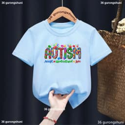 Autism Boys T Shirt Short Sleeves Tops Girls Baby Children Clothing Summer Tshirt Car Printing Autism Kids Tee Toddler Clothes