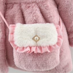 2Pcs/set Adorable Winter Children Furry Clothes Sweet Bow Soft Warm Coat 0-3 Years Old Kid Overcoat + Bag Children New Year Wear