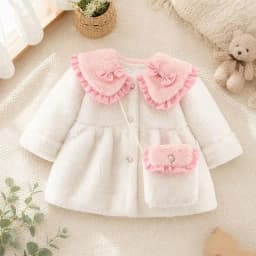 2Pcs/set Adorable Winter Children Furry Clothes Sweet Bow Soft Warm Coat 0-3 Years Old Kid Overcoat + Bag Children New Year Wear
