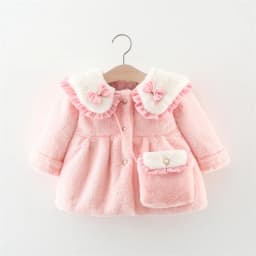 2Pcs/set Adorable Winter Children Furry Clothes Sweet Bow Soft Warm Coat 0-3 Years Old Kid Overcoat + Bag Children New Year Wear