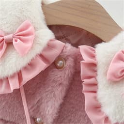 2Pcs/set Adorable Winter Children Furry Clothes Sweet Bow Soft Warm Coat 0-3 Years Old Kid Overcoat + Bag Children New Year Wear