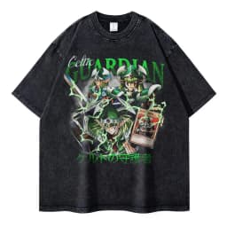 Anime Yu Gi Oh T Shirts Vintage Washed Dark Magician Girl T-shirt Retro Streetwear Manga Black Magician Short Sleeve Tops Tees