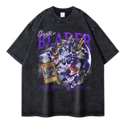 Anime Yu Gi Oh T Shirts Vintage Washed Dark Magician Girl T-shirt Retro Streetwear Manga Black Magician Short Sleeve Tops Tees