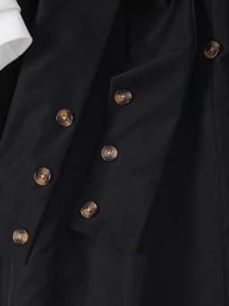 Girls Autumn Long-Sleeved Lapel Button Fashion Stitching Contrast Color Dress