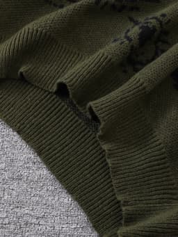 New Popular Autumn and Winter Abstract Eye Jacquard Pattern Pullover Sweater Casual Round Neck Knitted Men's Pullover