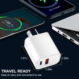 1Pc Australian Standard Dual Charging Port AU Plug Quick Charger 20W Fast Charging Adapter, USB Type-C Wall Charger For Mobile