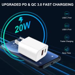 1Pc Australian Standard Dual Charging Port AU Plug Quick Charger 20W Fast Charging Adapter, USB Type-C Wall Charger For Mobile