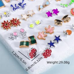 100Pair Women Plastic Enamel Small Stud Earrings Set Girls Heart Star Animal Moon Plastic Geometric Earring Set Jewelry Gifts
