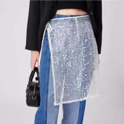Fashion Glitter Lace Half Length for Ladies Stacked with Interior Bottom Skirt Women's Clothing Skirts Bottom Hem Fart Curtain