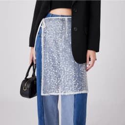 Fashion Glitter Lace Half Length for Ladies Stacked with Interior Bottom Skirt Women's Clothing Skirts Bottom Hem Fart Curtain