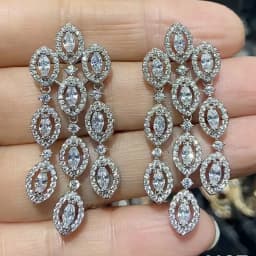Women Earrings Orange Blue Purple Zircon Shiny Wedding Evening Party Luxury Jewelry Water Drop Dangle Tassel Earrings Gift