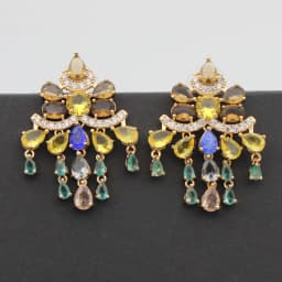 Women Earrings Orange Blue Purple Zircon Shiny Wedding Evening Party Luxury Jewelry Water Drop Dangle Tassel Earrings Gift