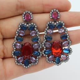Women Earrings Orange Blue Purple Zircon Shiny Wedding Evening Party Luxury Jewelry Water Drop Dangle Tassel Earrings Gift