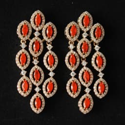 Women Earrings Orange Blue Purple Zircon Shiny Wedding Evening Party Luxury Jewelry Water Drop Dangle Tassel Earrings Gift