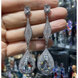 Women Earrings Orange Blue Purple Zircon Shiny Wedding Evening Party Luxury Jewelry Water Drop Dangle Tassel Earrings Gift
