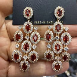 Women Earrings Orange Blue Purple Zircon Shiny Wedding Evening Party Luxury Jewelry Water Drop Dangle Tassel Earrings Gift