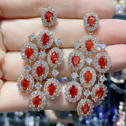 Women Earrings Orange Blue Purple Zircon Shiny Wedding Evening Party Luxury Jewelry Water Drop Dangle Tassel Earrings Gift