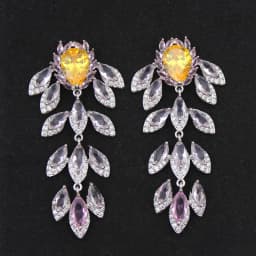 Women Earrings Orange Blue Purple Zircon Shiny Wedding Evening Party Luxury Jewelry Water Drop Dangle Tassel Earrings Gift