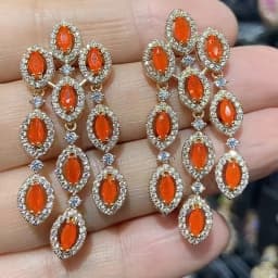 Women Earrings Orange Blue Purple Zircon Shiny Wedding Evening Party Luxury Jewelry Water Drop Dangle Tassel Earrings Gift