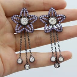 Women Earrings Orange Blue Purple Zircon Shiny Wedding Evening Party Luxury Jewelry Water Drop Dangle Tassel Earrings Gift