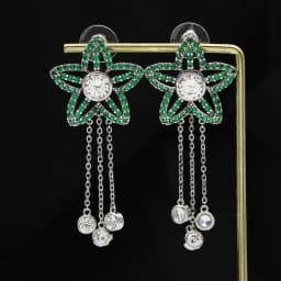 Women Earrings Orange Blue Purple Zircon Shiny Wedding Evening Party Luxury Jewelry Water Drop Dangle Tassel Earrings Gift