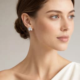 White Stone Geometric Ear Stud Glamorous Jewerly For Women Wedding Romantic Gift In 925 Sterling Silver