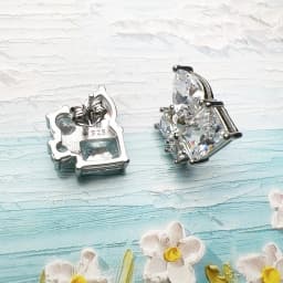 White Stone Geometric Ear Stud Glamorous Jewerly For Women Wedding Romantic Gift In 925 Sterling Silver