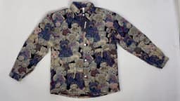 Men Teddy Bear 3/4 Sleeve Jacket Fashion Animal Pattern Coat Jacquard Woven Top Outerwear