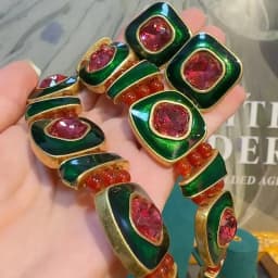Vintage Crystal Square stud earrings for women retro Modern Bohemian Green Enamel Sugar Pink Korean Ear Rings Jewelry 2024