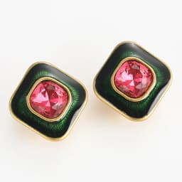 Vintage Crystal Square stud earrings for women retro Modern Bohemian Green Enamel Sugar Pink Korean Ear Rings Jewelry 2024