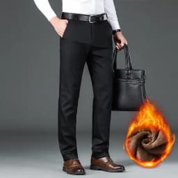 Winter Fleece Men's Business Pants Classic Trousers Elastic Thickened Warm Flannel Straight Casual Brand Plush Pants