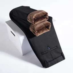 Winter Fleece Men's Business Pants Classic Trousers Elastic Thickened Warm Flannel Straight Casual Brand Plush Pants