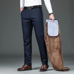 Winter Fleece Men's Business Pants Classic Trousers Elastic Thickened Warm Flannel Straight Casual Brand Plush Pants