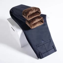 Winter Fleece Men's Business Pants Classic Trousers Elastic Thickened Warm Flannel Straight Casual Brand Plush Pants