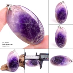 Crystal Fashion Jewelry Amethyst Oval Pendant Necklace Ladies Handmade Natural Gemstone Charm Necklace for Women Men Gift BR389