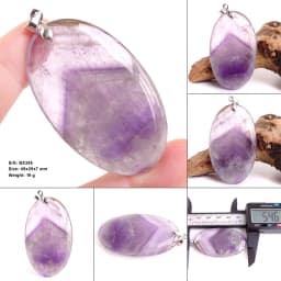 Crystal Fashion Jewelry Amethyst Oval Pendant Necklace Ladies Handmade Natural Gemstone Charm Necklace for Women Men Gift BR389
