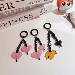 HERLOOK Bag Charm for Women Big Love Heart Keychain Beads Chain for Key & Bags Trendy Y2K Accesories