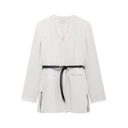DUOPERI Women Solid Blazer With Belt V-Neck Long Sleeves Female Chic Lady Casual Outfits